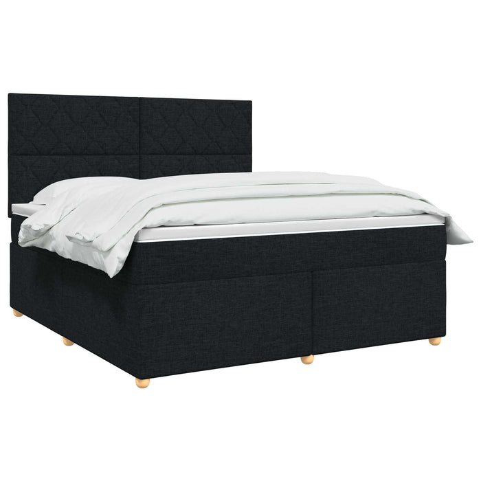 Pat boxspring cu saltea Negru 140 x 200 cm Țesătură WALTI