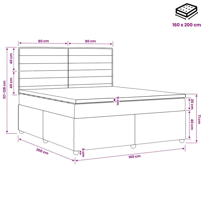 Pat boxspring cu saltea Gri deschis 160 x 200 cm Țesătură WALTI
