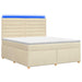 Pat boxspring cu saltea cu benzi LED Crem 160 x 200 cm Țesătură - WALTI WALTI