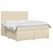 Pat boxspring cu saltea cu benzi LED Crem 160 x 200 cm Țesătură - WALTI WALTI