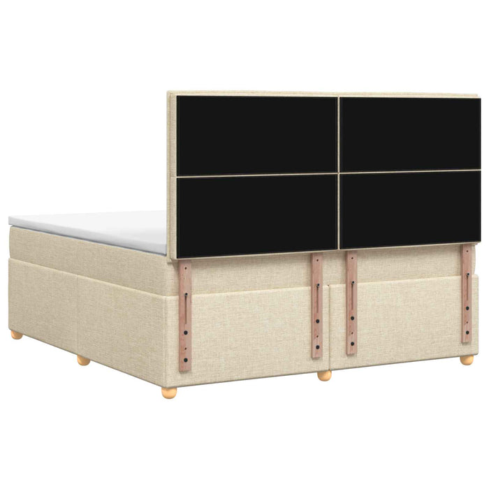 Pat boxspring cu saltea cu benzi LED Crem 160 x 200 cm Țesătură WALTI