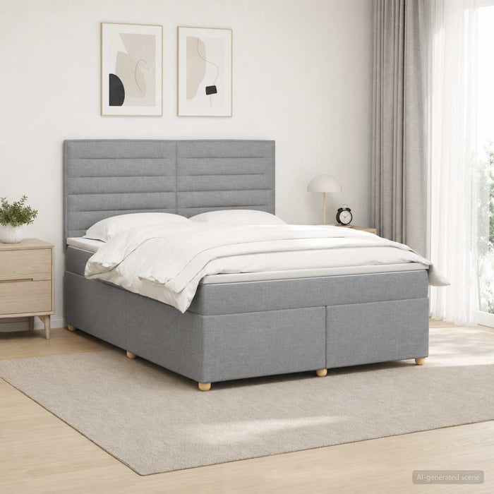 Pat boxspring cu saltea Gri deschis 180 x 200 cm Țesătură - WALTI WALTI