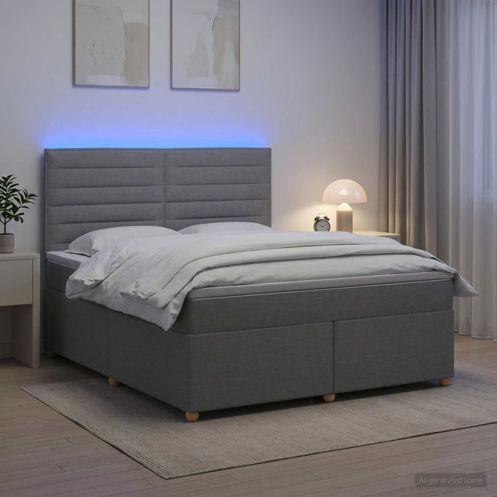 Pat boxspring cu saltea Gri deschis 180 x 200 cm Țesătură - WALTI WALTI