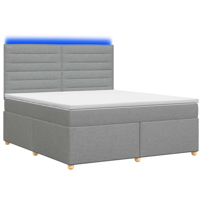Pat boxspring cu saltea Gri deschis 180 x 200 cm Țesătură - WALTI WALTI