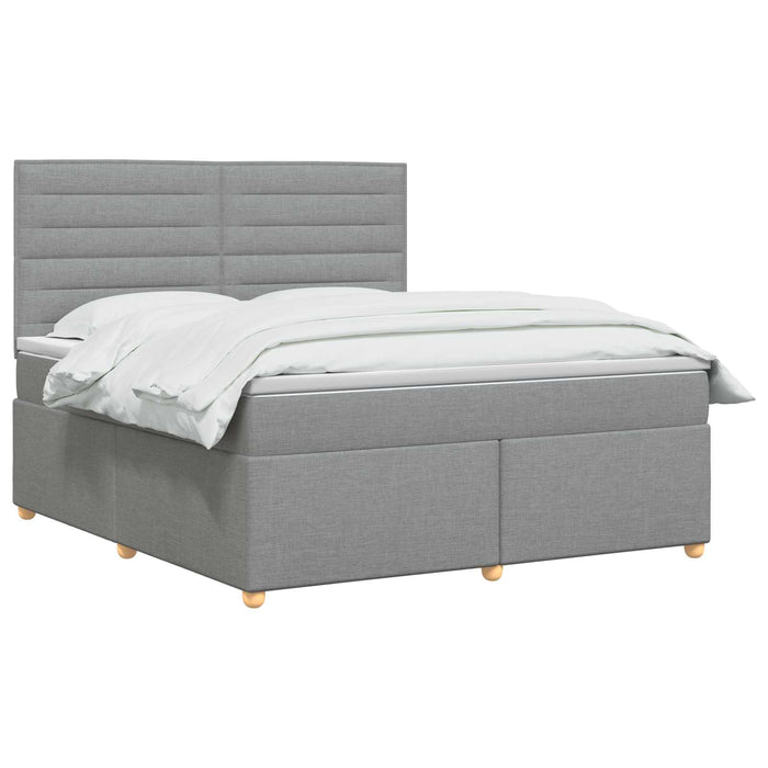 Pat boxspring cu saltea Gri deschis 180 x 200 cm Țesătură - WALTI WALTI