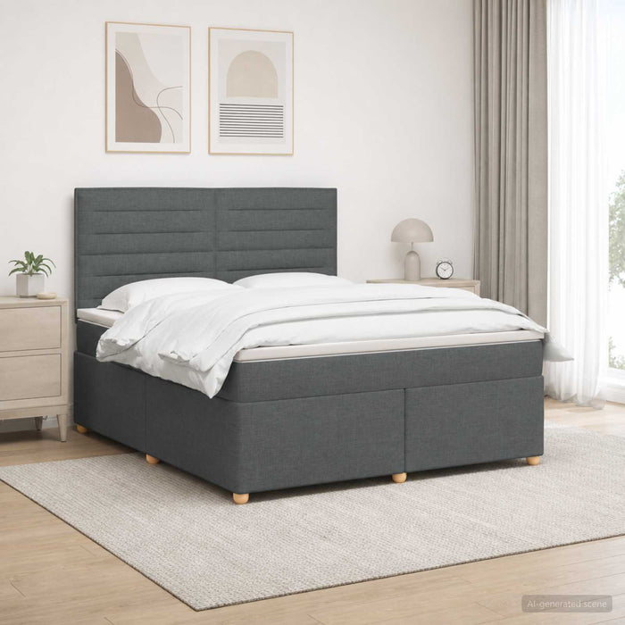 Pat boxspring cu saltea Gri închis 180 x 200 cm Țesătură - WALTI WALTI