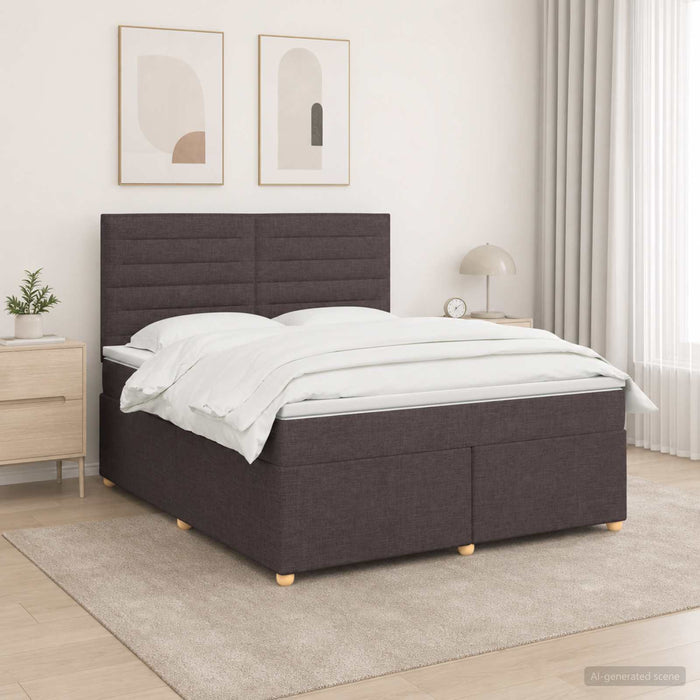 Pat boxspring cu saltea Maro închis 140 x 190 cm Țesătură WALTI