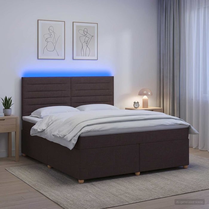 Pat boxspring cu saltea Maro închis 140 x 190 cm Țesătură WALTI