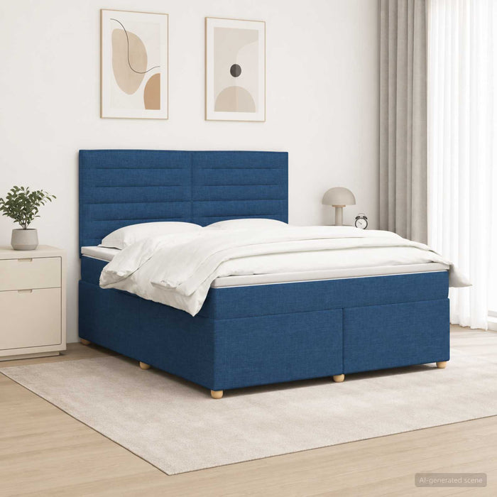 Pat boxspring cu saltea albastru 140 x 190 cm Țesătură - WALTI WALTI