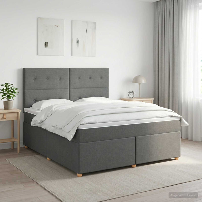 Pat boxspring cu saltea Gri închis 180 x 200 cm Țesătură WALTI