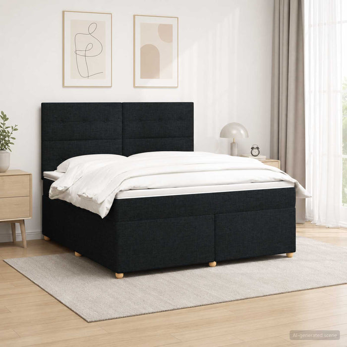 Pat boxspring cu saltea Negru 140 x 190 cm Țesătură - WALTI WALTI