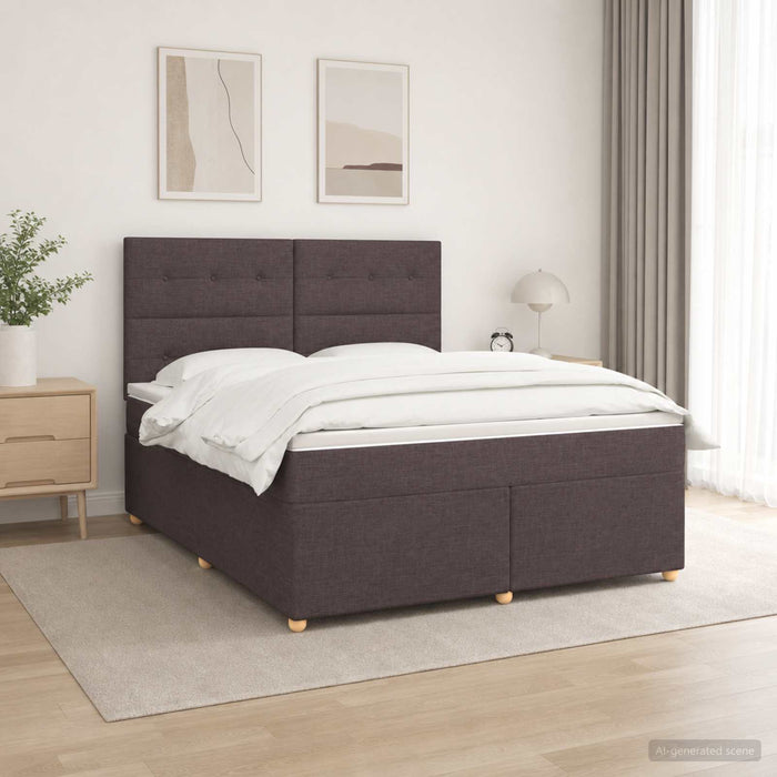 Pat boxspring cu saltea Maro închis 180 x 200 cm Țesătură WALTI