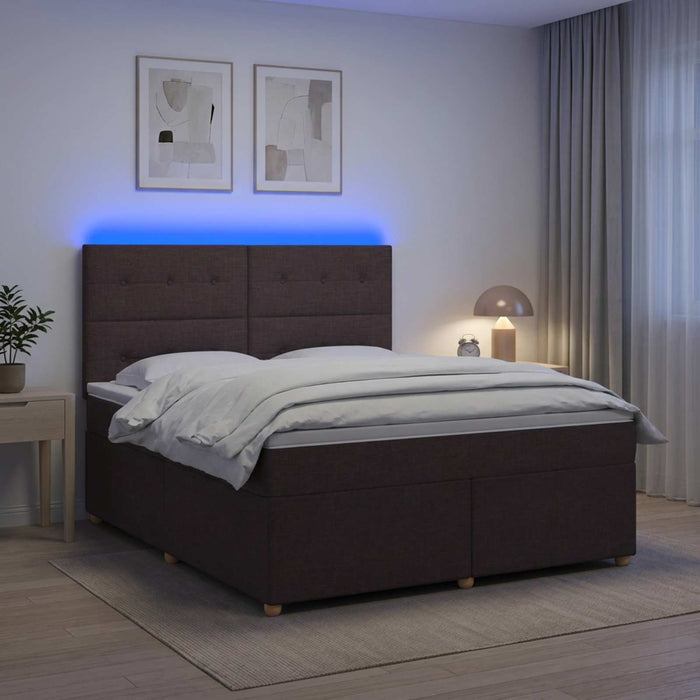 Pat boxspring cu saltea Maro închis 180 x 200 cm Țesătură WALTI