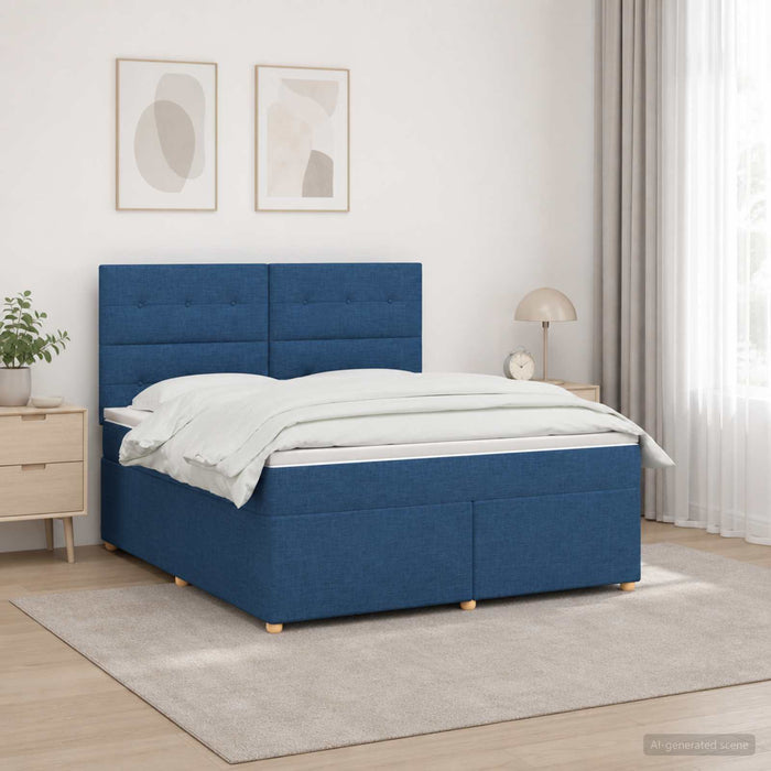 Pat boxspring cu saltea albastru 180 x 200 cm Țesătură - WALTI WALTI