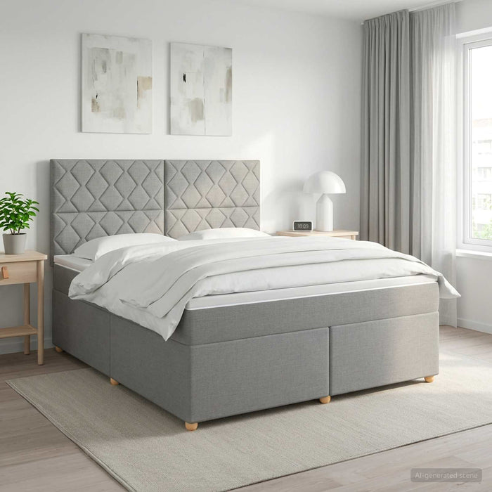 Pat boxspring cu saltea Gri deschis 180 x 200 cm Țesătură WALTI