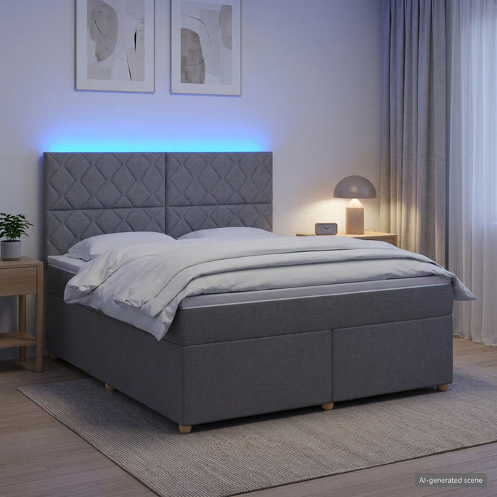 Pat boxspring cu saltea Gri deschis 140 x 190 cm Țesătură WALTI