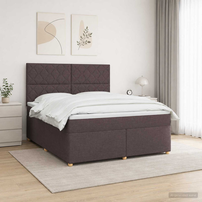 Pat boxspring cu saltea Maro închis 140 x 200 cm Țesătură WALTI