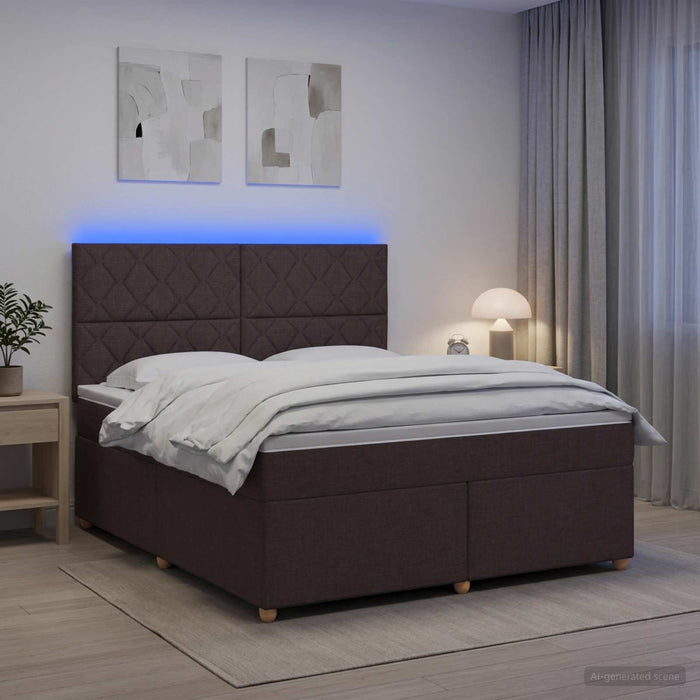 Pat boxspring cu saltea Maro închis 140 x 190 cm Țesătură WALTI
