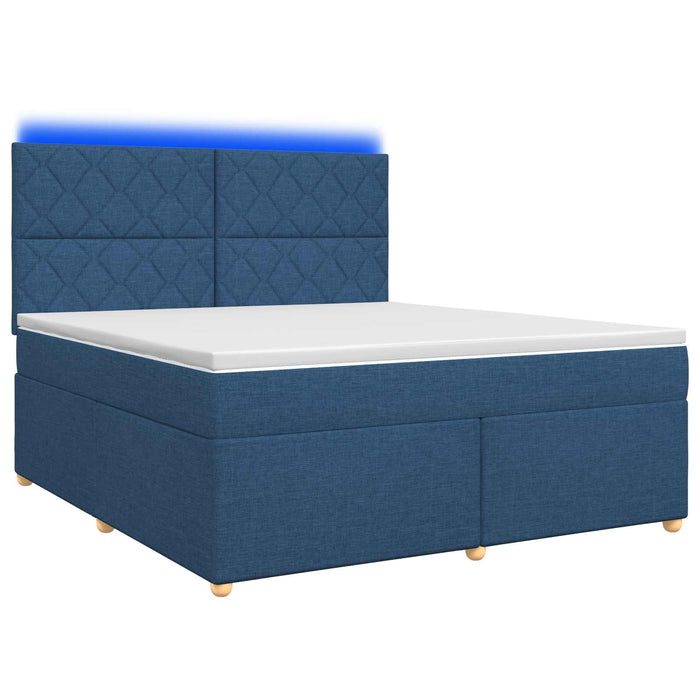 Pat boxspring cu saltea albastru 180 x 200 cm Țesătură WALTI