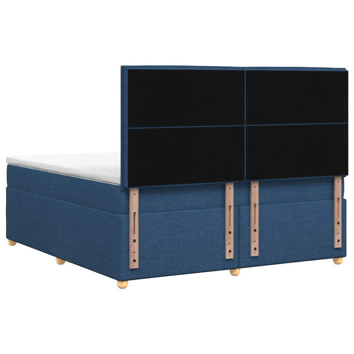 Pat boxspring cu saltea albastru 180 x 200 cm Țesătură WALTI