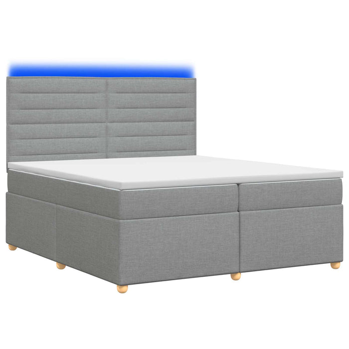 Pat boxspring cu saltea Gri deschis 200 x 200 cm Țesătură WALTI