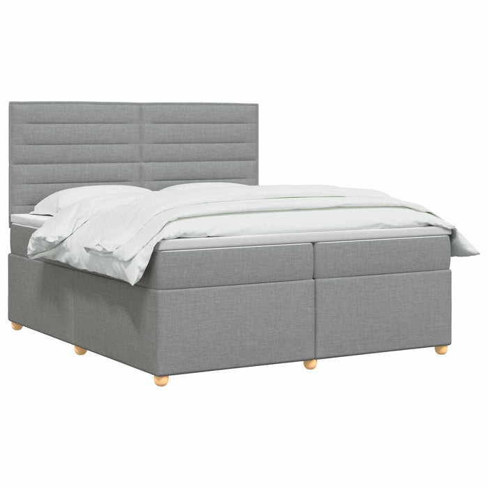 Pat boxspring cu saltea Gri deschis 200 x 200 cm Țesătură WALTI