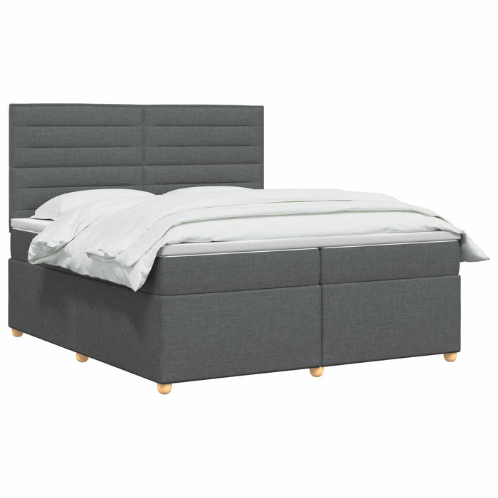 Pat boxspring cu saltea Gri închis 200 x 200 cm Țesătură WALTI