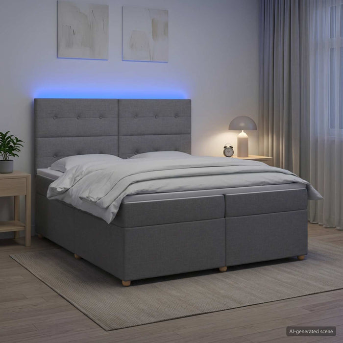 Pat boxspring cu saltea Gri deschis 200 x 200 cm Țesătură WALTI