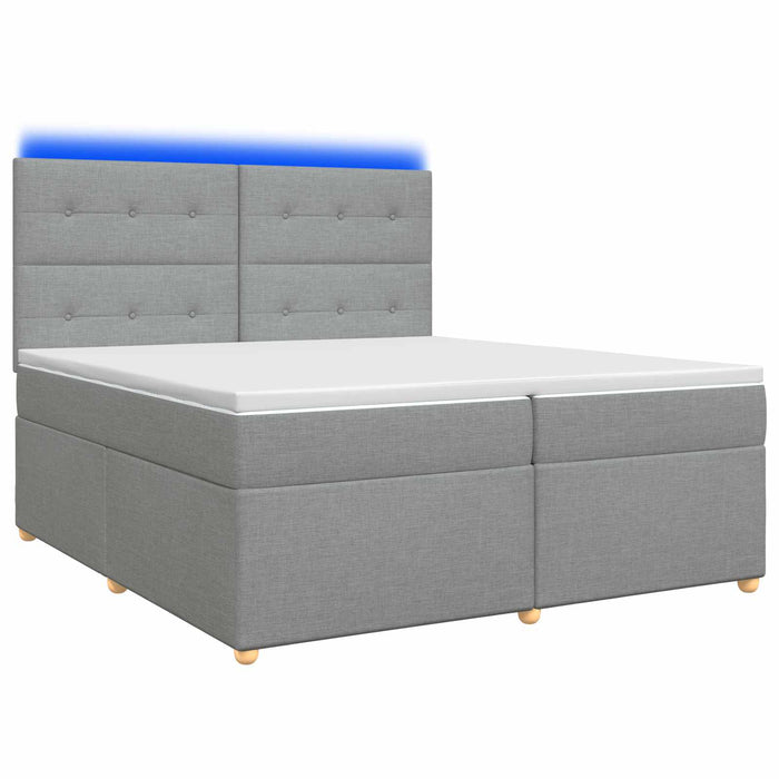 Pat boxspring cu saltea Gri deschis 200 x 200 cm Țesătură WALTI