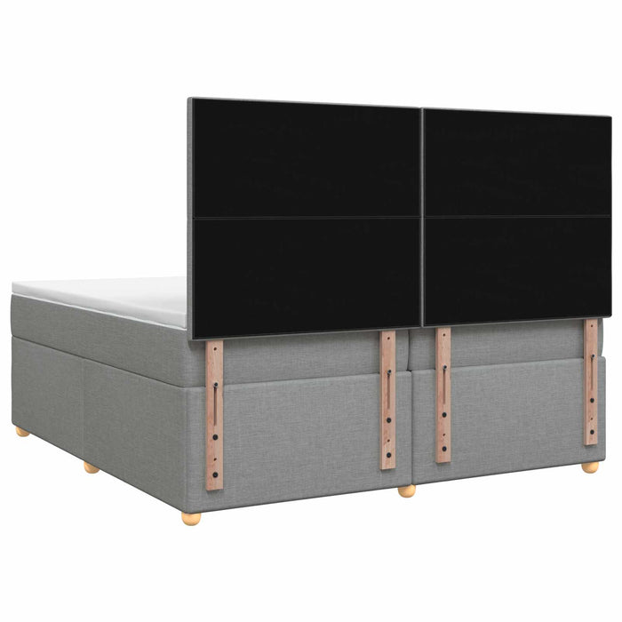 Pat boxspring cu saltea Gri deschis 200 x 200 cm Țesătură WALTI