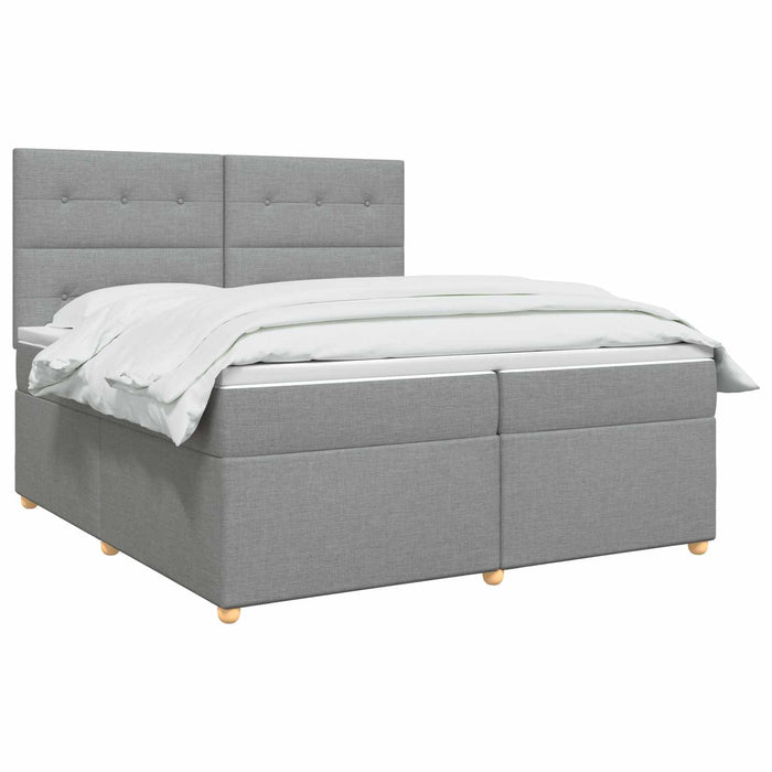 Pat boxspring cu saltea Gri deschis 200 x 200 cm Țesătură WALTI