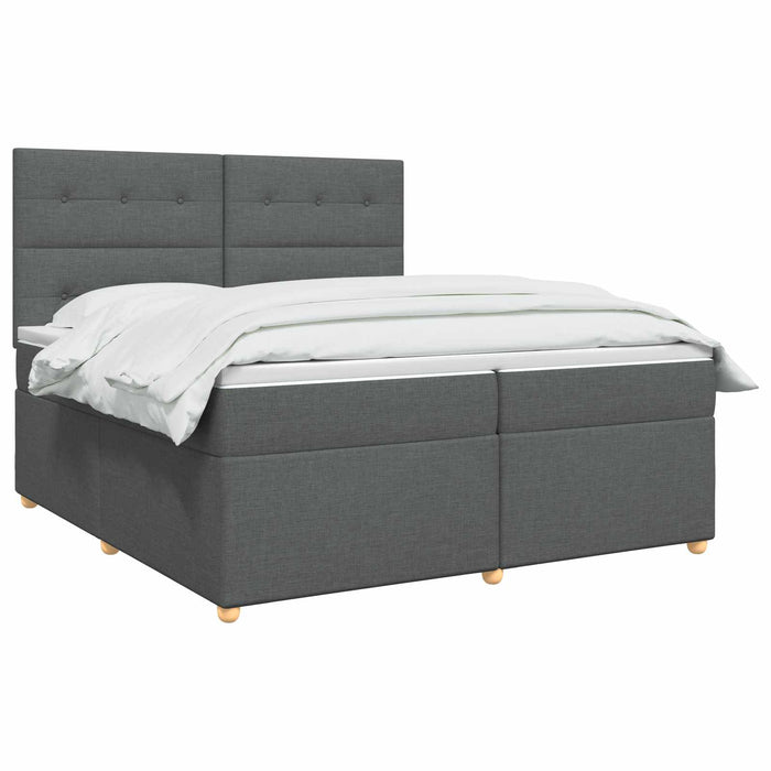Pat boxspring cu saltea Gri închis 200 x 200 cm Țesătură WALTI