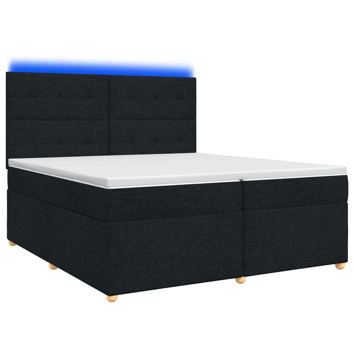 Pat boxspring cu saltea Negru 200 x 200 cm Țesătură - WALTI WALTI