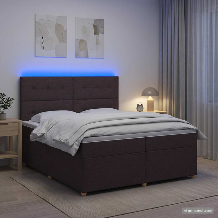 Pat boxspring cu saltea Maro închis 200 x 200 cm Țesătură WALTI