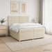 Pat boxspring cu saltea cu benzi LED Crem 200 x 200 cm Țesătură - WALTI WALTI