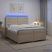 Pat boxspring cu saltea cu benzi LED Crem 200 x 200 cm Țesătură - WALTI WALTI