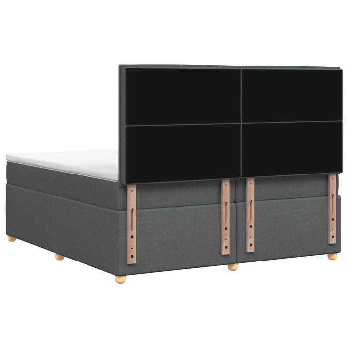 Pat boxspring cu saltea Gri închis 200 x 200 cm Țesătură WALTI