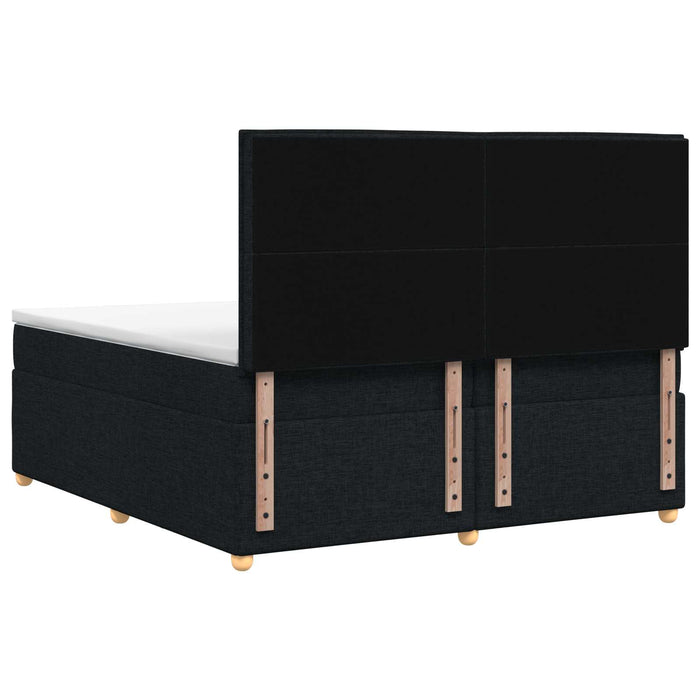 Pat boxspring cu saltea Negru 200 x 200 cm Țesătură WALTI