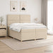 Pat boxspring cu saltea cu benzi LED Crem 200 x 200 cm Țesătură - WALTI WALTI