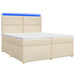 Pat boxspring cu saltea cu benzi LED Crem 200 x 200 cm Țesătură - WALTI WALTI