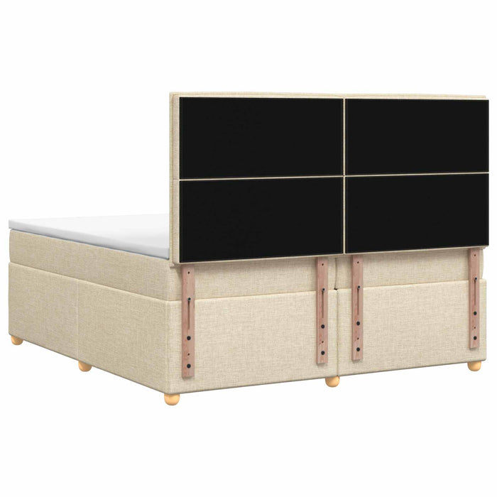 Pat boxspring cu saltea cu benzi LED Crem 200 x 200 cm Țesătură - WALTI WALTI