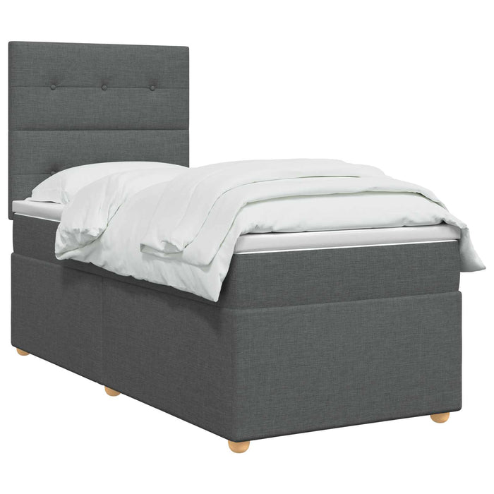 Pat cu arcuri LED și saltea Gri închis 90 x 190 cm Țesătură WALTI