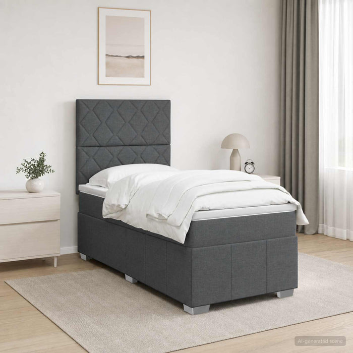 Pat cu arcuri LED și saltea Gri închis 90 x 190 cm Țesătură - WALTI WALTI