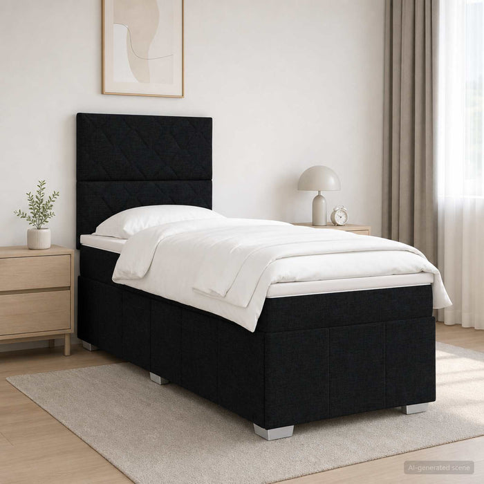 Pat cu arcuri LED și saltea Negru 80 x 200 cm Țesătură - WALTI WALTI