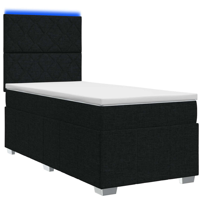 Pat cu arcuri LED și saltea Negru 80 x 200 cm Țesătură - WALTI WALTI