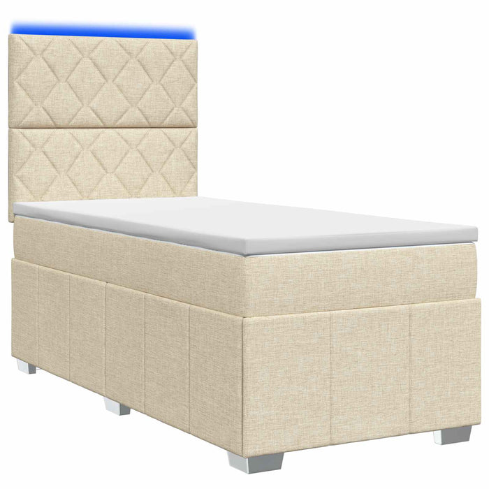 Pat cu arcuri LED și saltea Crem 80 x 200 cm Țesătură WALTI