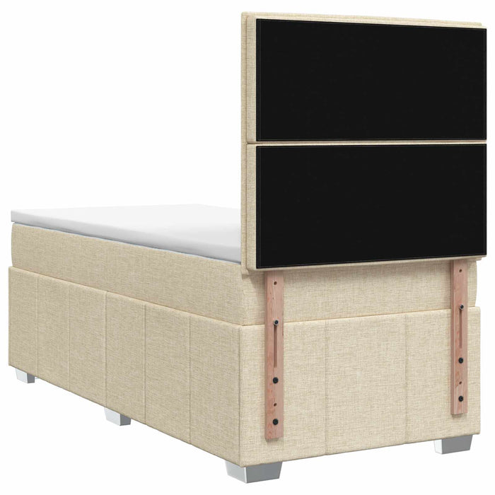Pat cu arcuri LED și saltea Crem 80 x 200 cm Țesătură WALTI
