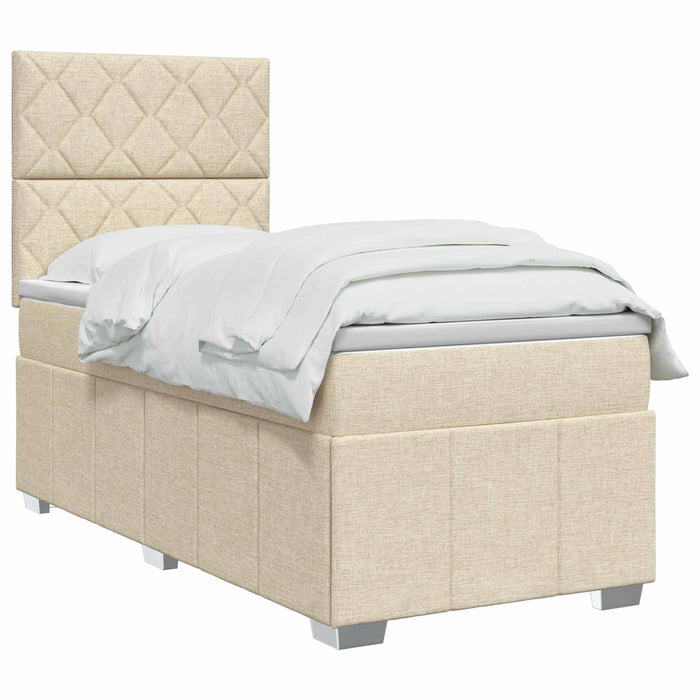 Pat cu arcuri LED și saltea Crem 80 x 200 cm Țesătură WALTI