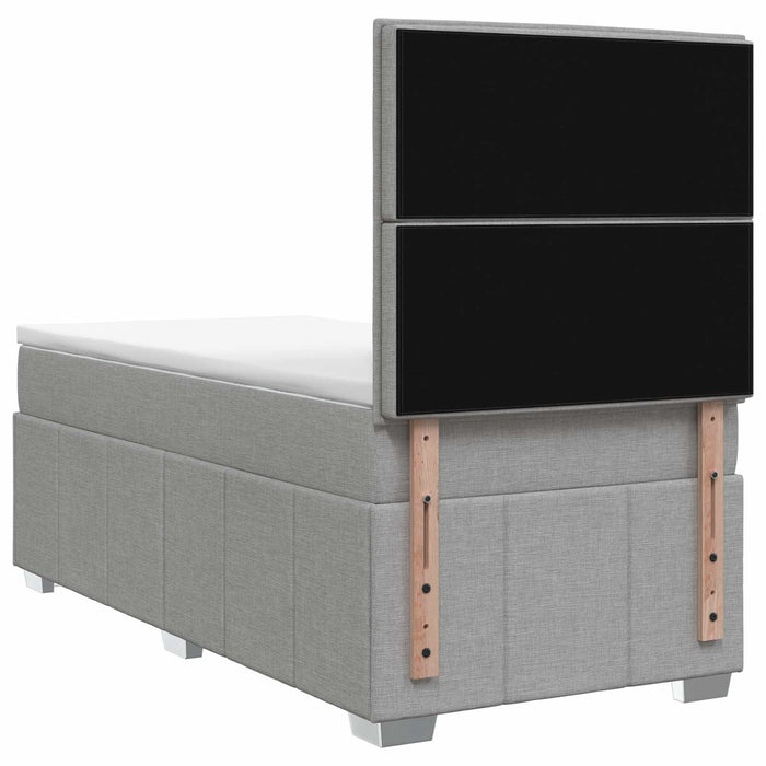 Pat cu arcuri LED și saltea Gri deschis 90 x 190 cm Țesătură - WALTI WALTI