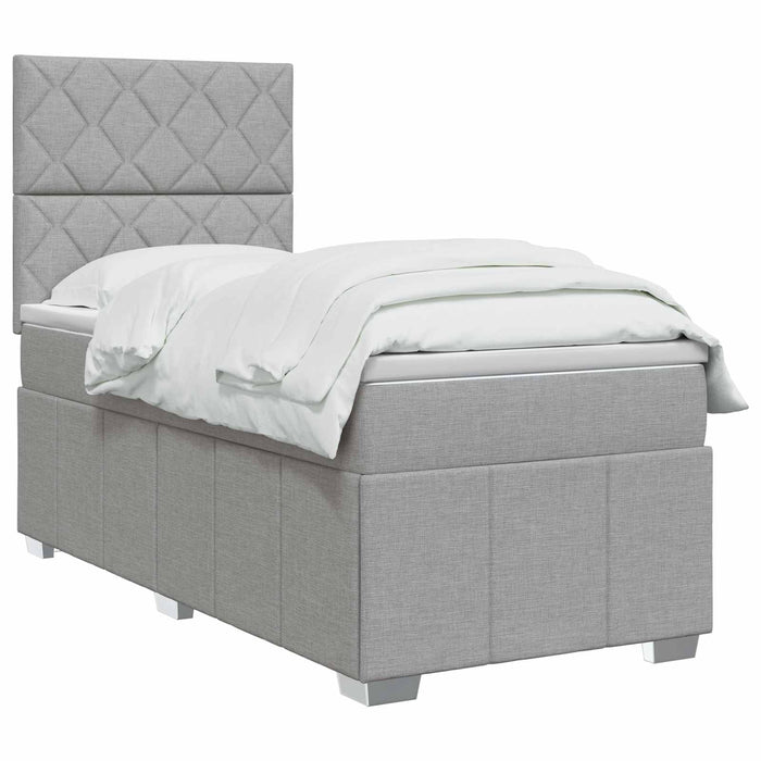 Pat cu arcuri LED și saltea Gri deschis 90 x 190 cm Țesătură - WALTI WALTI
